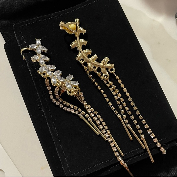 ✨Stunning Floral Rhinestones Stud Earrings Cuff - Picture 3 of 3